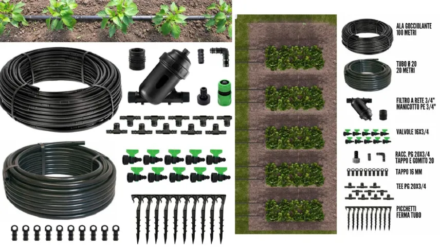 Kit irrigazione a goccia per orto o giardino di 100 mq di Di Giulio Irrigazione